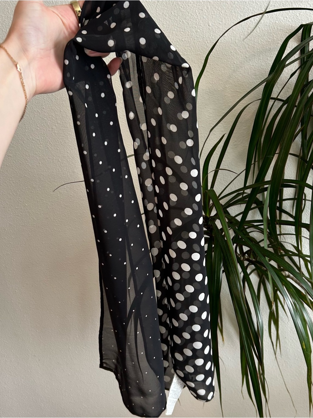 Polka Dot Black & White Scarf - Lightweight Women’s Accessory